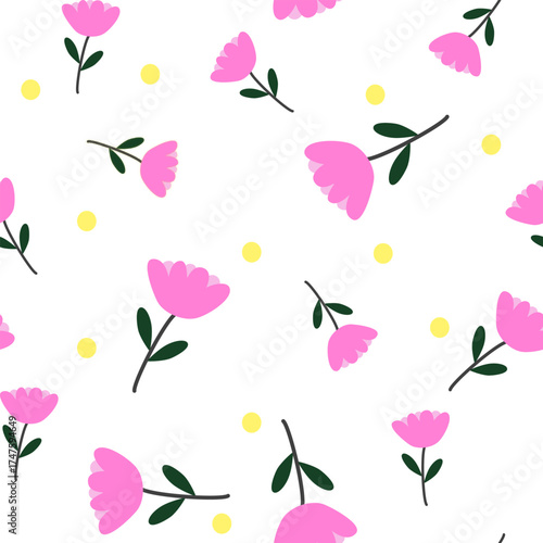 Seamless pink flower pattern background.
