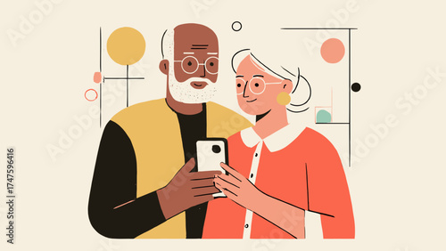 Elderly Couple Taking Selfie Using Smartphone Together Symbolizing Connection and Technology