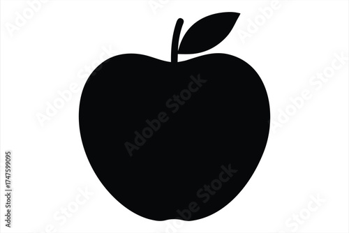 black  apple vector on white background