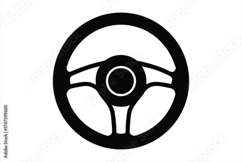 black car steering wheel vector on white background