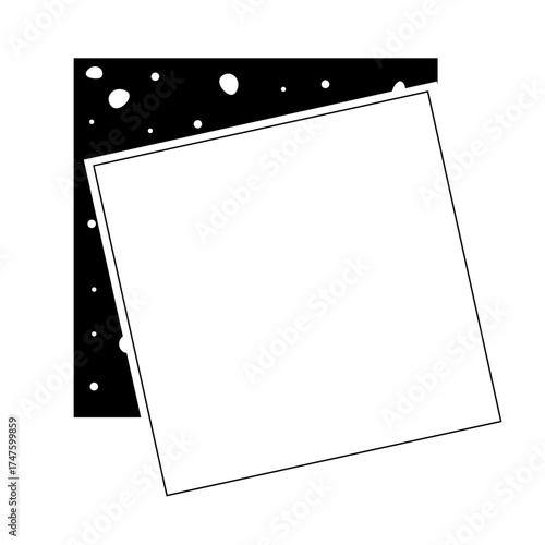 White leaf has come off, followed by  night and falling snowflakes. Frame for greeting or advertising text. Place for  photo or drawing. Single icon isolated on  white background. Flat vector design.