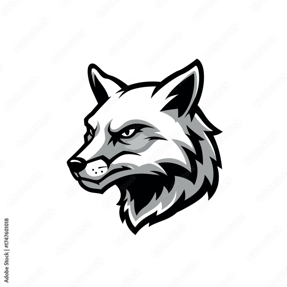 Obraz premium Intense Gray Wolf Head Mascot Logo Design.