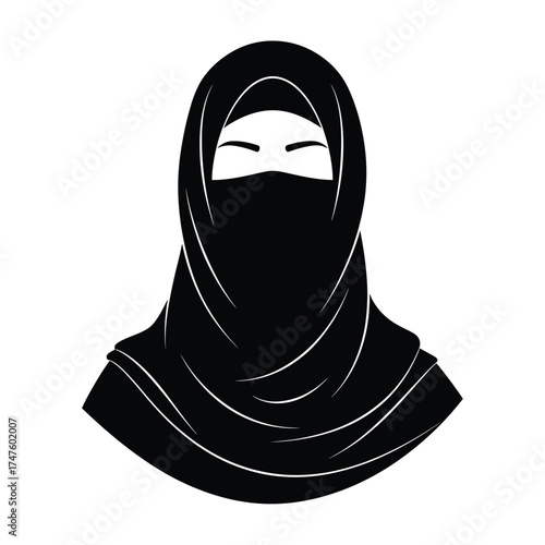 Woman wearing hijab and niqab muslim islamic