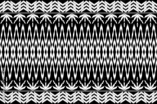 Geometric ethnic modern black and white ikat seamless pattern design. It is a design concept that combines Eastern, Western, Asian and American art.