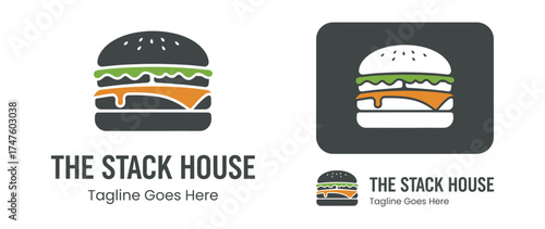Modern Minimalist Burger Logo Design for Restaurants and Food Shops, Perfect for Fast Food Branding and Eatery Identity