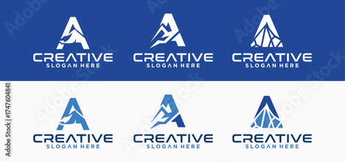A collection of mountain logos for adventure equipment providers, camping with a simple and simple style design.