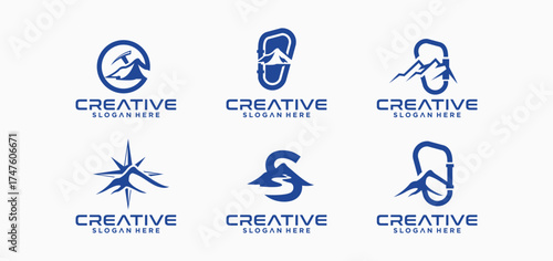 A collection of mountain logos for adventure equipment providers, camping with a simple and simple style design.