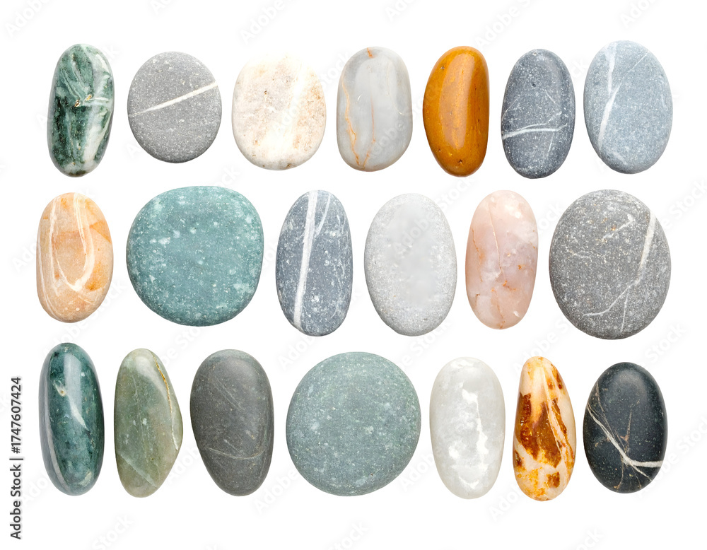 Naklejka premium Collection of smooth polished stones