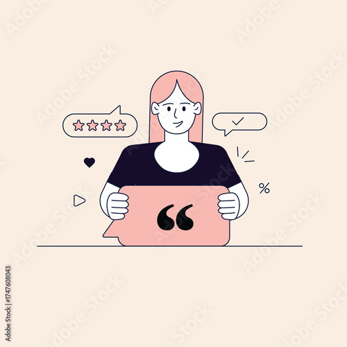 Customer Feedback and Satisfaction Illustrative Representation of Positive Reviews and Testimonials with Star Ratings and Checkmarks