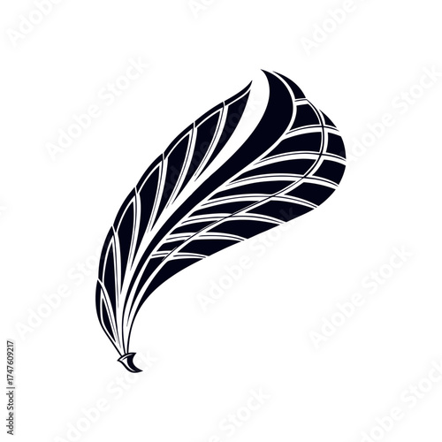 Decorative Feather Silhouette with Abstract Line Pattern