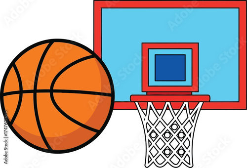 Get ready to score with this bold basketball hoop illustration