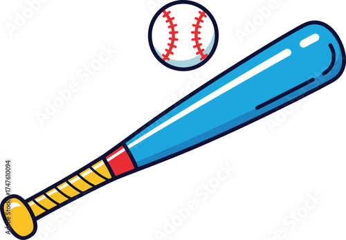 Baseball bat and ball ready for game day excitement vector