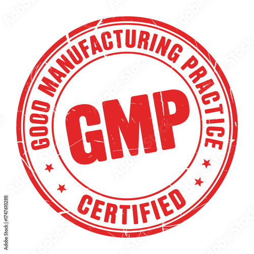 Red stamp certified good manufacturing practice gmp seal