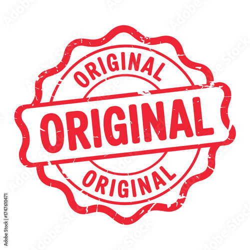 Red original stamp seal of authenticity