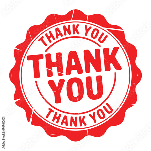 Red stamp thank you message with jagged edges