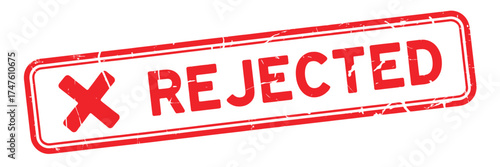 Red stamp marked rejected with a large x