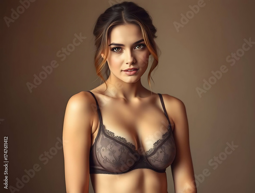 Wallpaper Mural Elegant Woman Wearing a Delicate Lace Bra with Subtle Details and Soft Lighting Torontodigital.ca