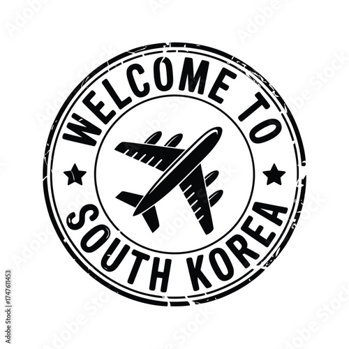 Welcome to south korea airplane stamp travel stamp