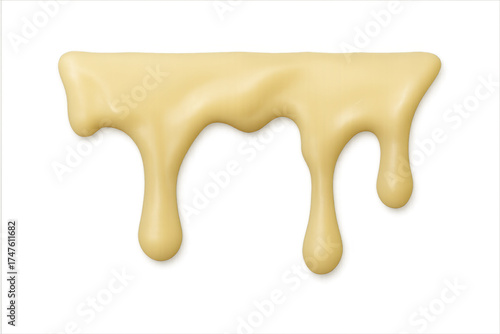 Melding white chocolate dripping liquid glaze transparent background