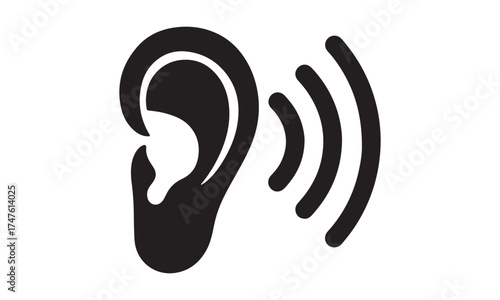 Ear with Sound Waves Icon – Hearing and Sensory Symbol