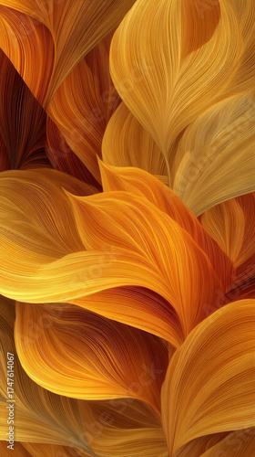 Vibrant fallen autumn leaves illuminated by warm golden hour sunlight creating a colorful natural carpet.