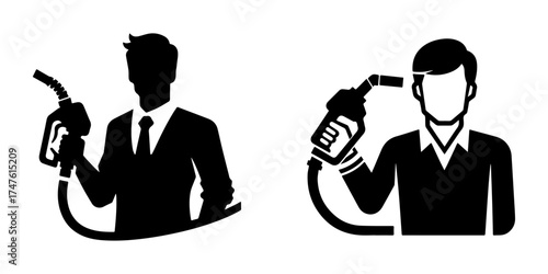 Man with Fuel Pump: A Symbol of Energy and Industry.