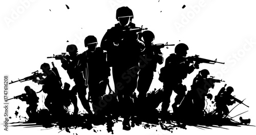 Military Silhouette fire on the back