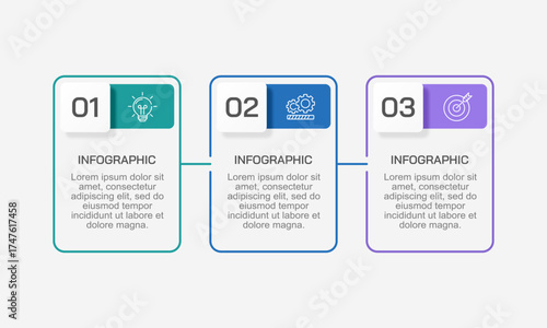 3 Steps infographic frame design template. Business Presentation, Plan, Timeline, Marketing and Strategy. Vector illustration.