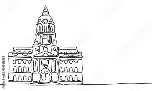 Continuous Line Drawing of a Grand Capitol Building