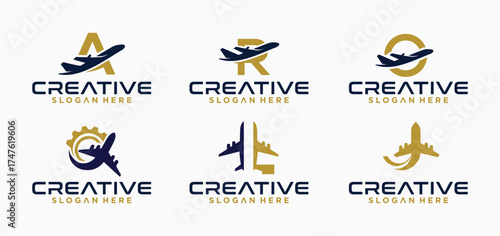 Airplane initial K logo, Travel icon, Flight logo sign, airline company logo, and air transportation.