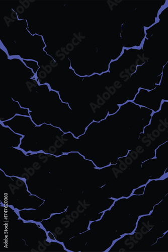 Lightning energy effect background, Powerful electric energy blast with bright glowing cracks thunder Lightning Bolt on Black Background, anime lightning style