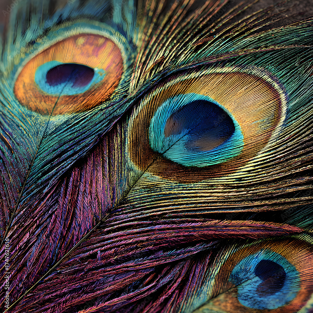Obraz premium Peacock feathers close-up