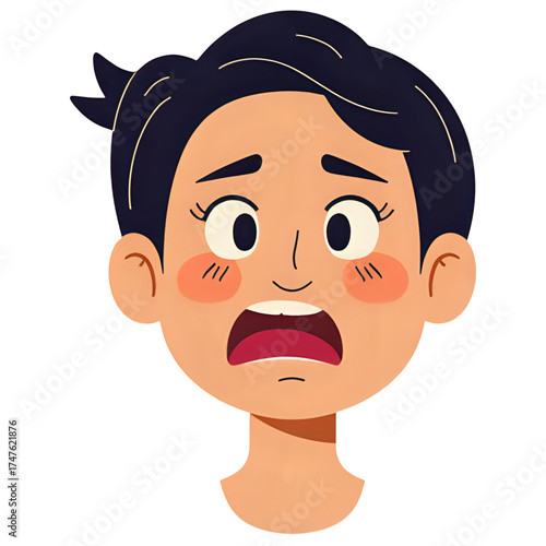 Cartoon face of a person expressing fear and surprise