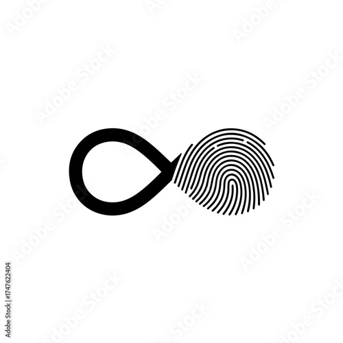 illustration featuring a clean infinity symbol, representing the spectrum and endless potential, subtly integrated with a fingerprint on one side. for projects related to psychology, advocacy
