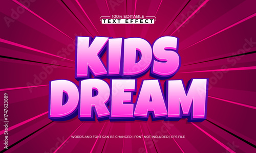 kids dream editable text effect