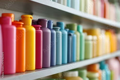 Shelves filled with various hair care products
