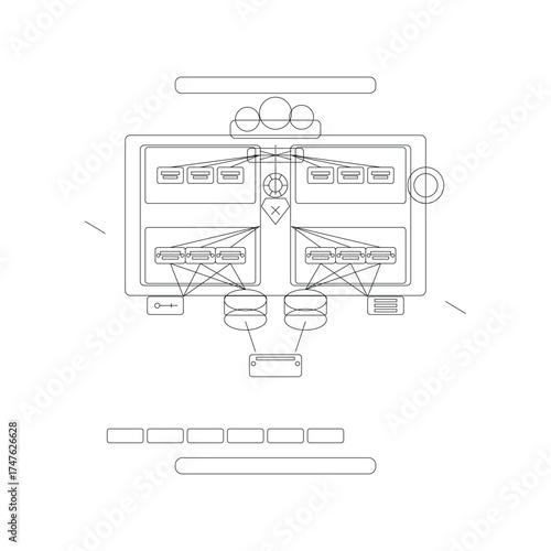 Cloud Architecture Chart Unique Vector – Infrastructure Mapping, Service Layers, and Scalable System Design Illustration
