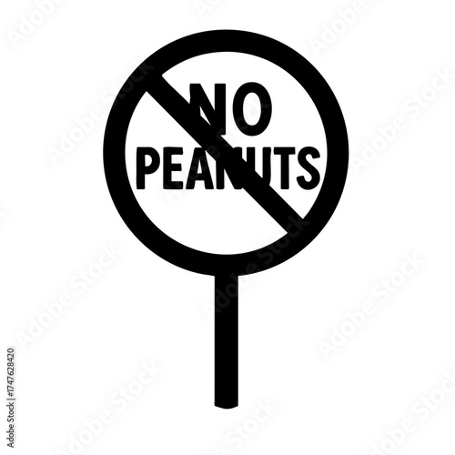 No peanuts sign with prohibition symbol on white background  