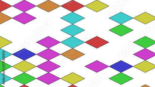 Geometric Background with Colorful Diamond Shapes on White Surface Backdrop