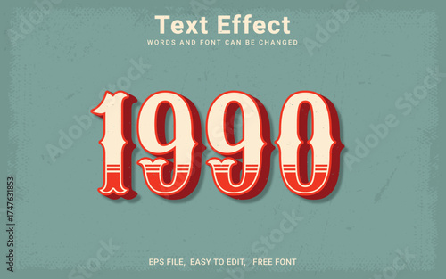 Editable 1990 Style Vintage Retro Text Effect