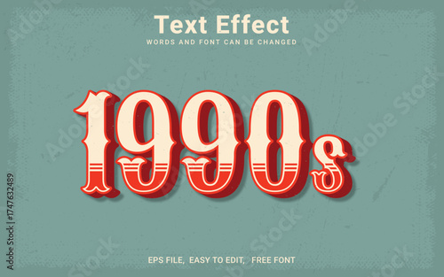 Editable 1990s Style Vintage Retro Text Effect
