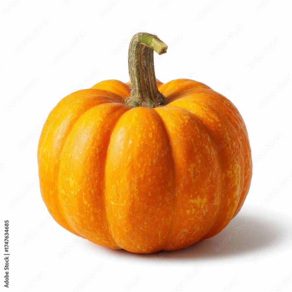 Obraz premium Isolated single orange pumpkin on pure white background