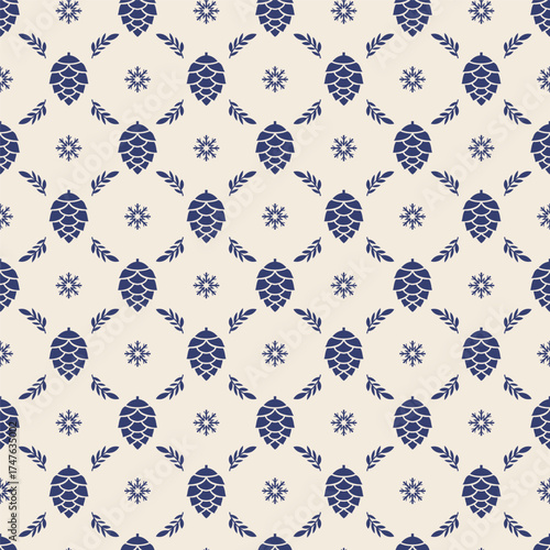 Blue Pine Cone Winter Pattern