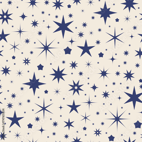 Blue Starry Night Sky Pattern