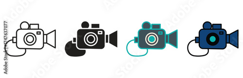 video camera icon set. movie sign vector, Video recorder icon vector in outline style isolated, outline style ,vector illustration.