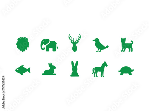 Animals set silhouette in white background.