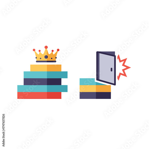 Success Crowned on Podium and Open Door Opportunity Concept.