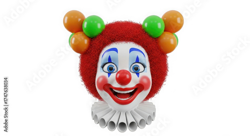 Creepy clown face isolated on transparent background 
