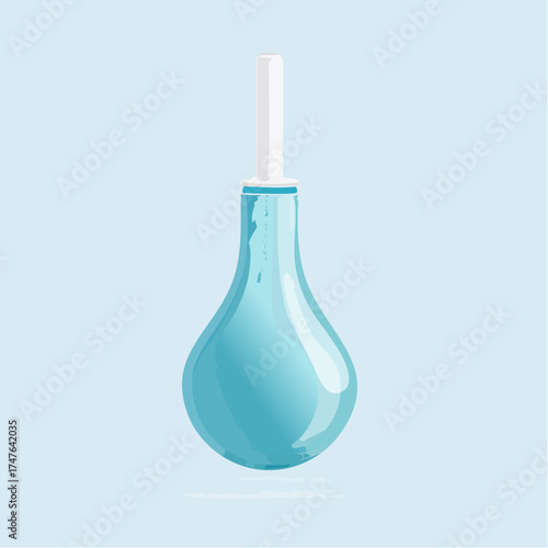 Illustration of a blue medical enema with a white nozzle on a solid background
