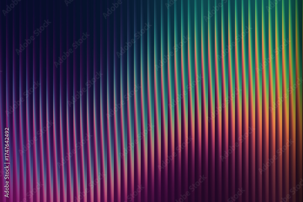 Fototapeta premium Abstract background with vertical wavy lines in iridescent colors, creating a sense of depth and movement, perfect for digital art and design